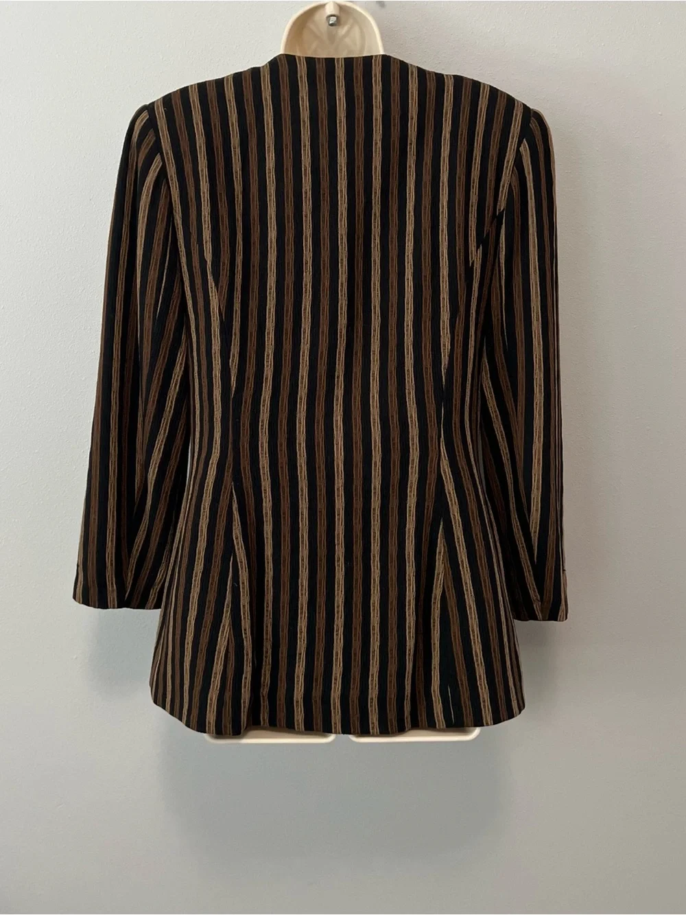 Christian Dior Vtg Black and Brown Striped Blazer Jacket Size 6